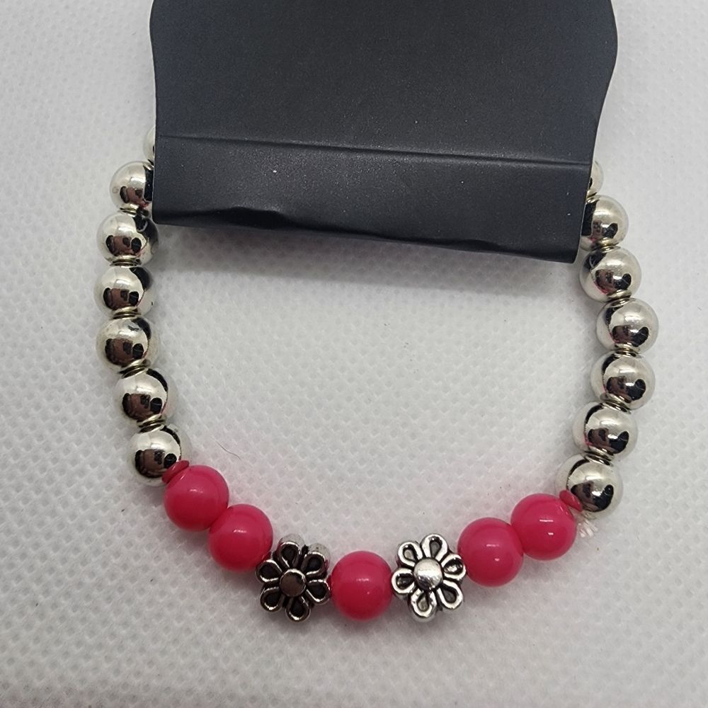 NWT Paparazzi Starlet Shimmer Pink Mini Flower Stretchy Bracelet - Picture 3 of 3